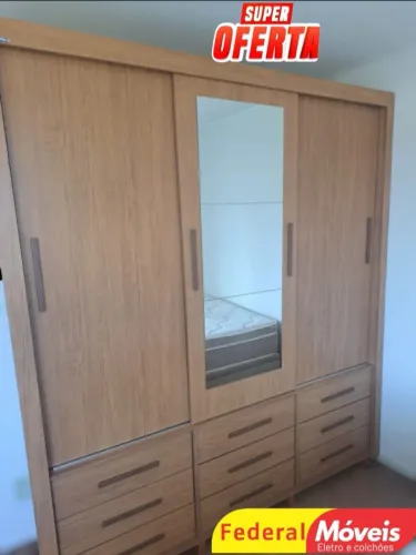 Guarda Roupa 3 Portas de Correr com 9 Gavetas e Espelho - Novo e Super Completo!