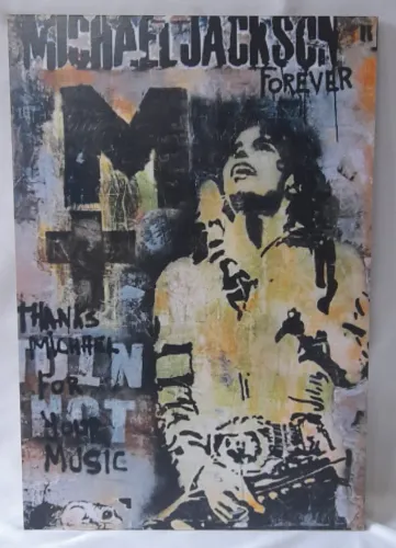 PLACA DECORATIVA MICHAEL JACKSON - MDF 20 X 28 