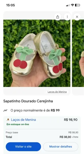 Sapatinho Dourado Cerejinha e Sandália Bege Pimpolho 
