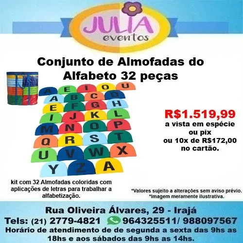 Conjunto de Almofadas Espumado do Alfabeto 32 peças Infantil - Ldm 