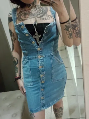 Jardineira Jeans Botões