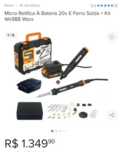 Micro Retifica worx 20v + Ferro de solda + kit wx998 Worx 