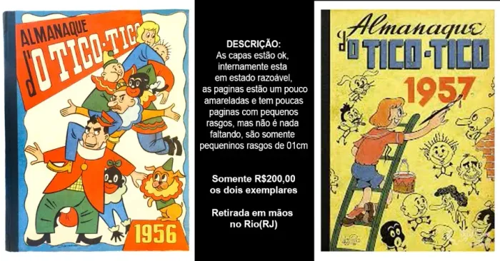 02 Almanaque do Tico-Tico, um 1957 e outro 1956.