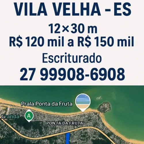 Praia Vila Velha, Loteamento com 73 lotes na Avenida Rua do Marmelo, troco, parcelo leia