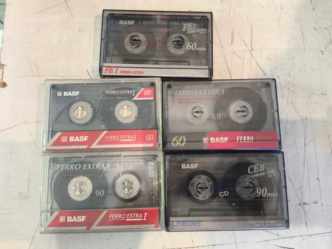Fita cassette BASF ferro extra I  60 /90  BASF  chrome CE Ii usada lote 5 unidades 