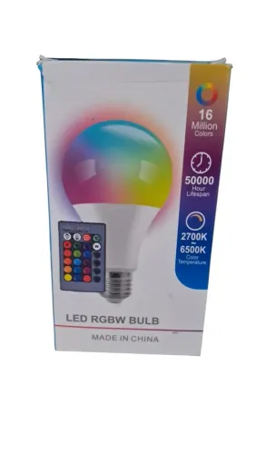 Lampada Led Rgb 16 cores 10w Bivolt E27 com Controle Remoto 110v/220v.