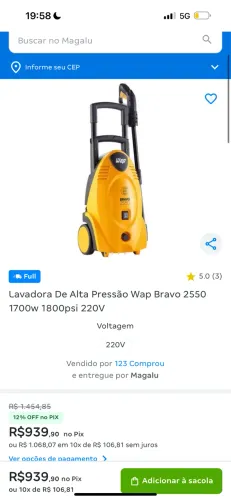 Lavadora De Alta Pressão Wap Bravo 2550 1700w 220V