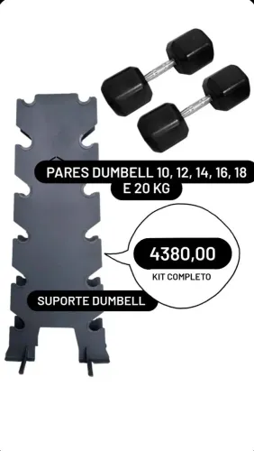 Kit Halteres dumbell Completo 10kg a 20kg + Suporte