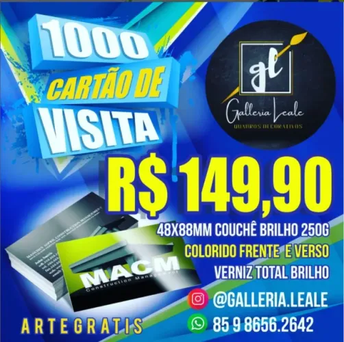 1000 Cartão de Visita colorido frente e verso