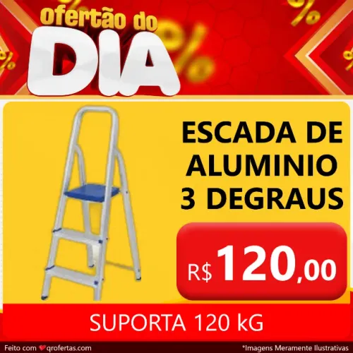 ESCADA DE ALUMINIO DE 3 DEGRAUS EM ALUMINIO - 120 KG