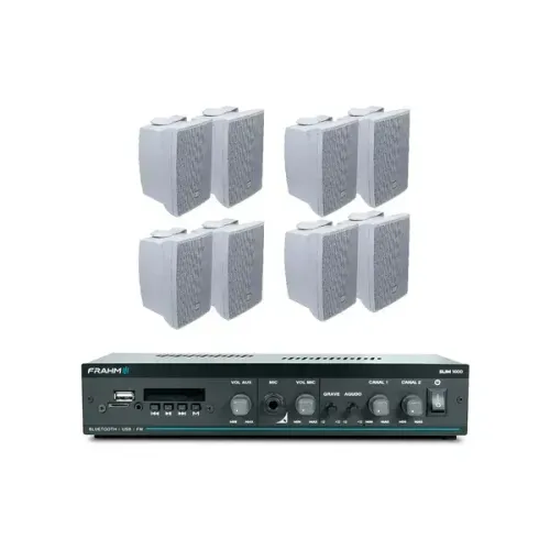 Kit Slim G5 4 pares JBL 321p Branco (Amplificador + 8 Caixas)