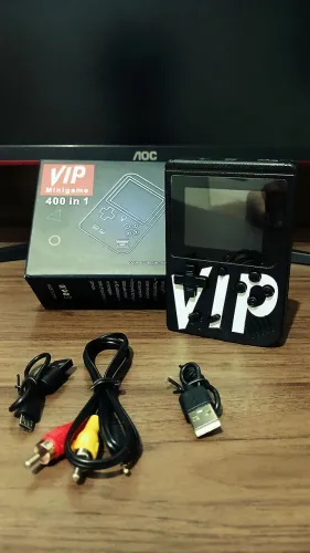 Mini game retrô portátil VIP - 400 jogos na memória, novo, na caixa, com todos os acessor