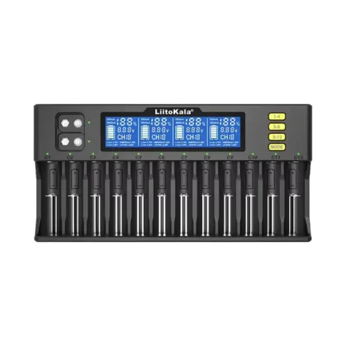Carregador Inteligente LiitoKala Lii-S12 12 Slots Tela LCD