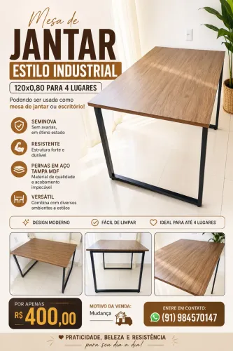 Mesa estilo industrial 1,20 x0,80 