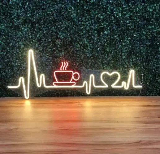 Luminária Painel Neon Led - Batimentos com Café 30x80cm