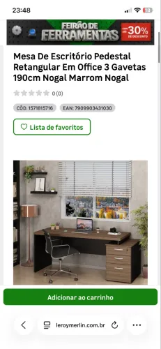 Mesa de escritório 180x90