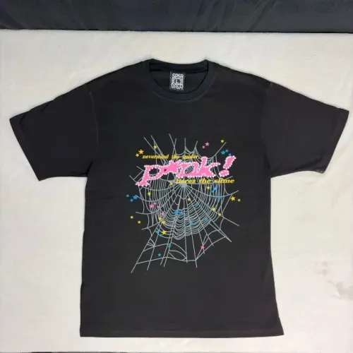 camiseta sp5der pink preta