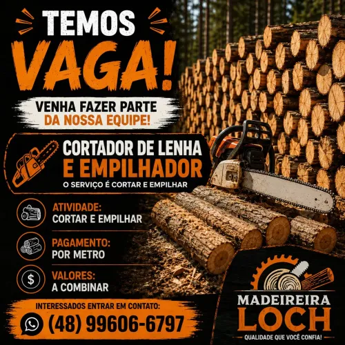 Vaga de emprego para cortador de lenha 
