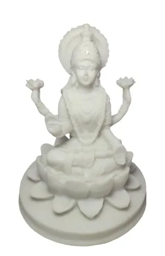 Escultura Deusa Lakshimi sobre flor de lotus