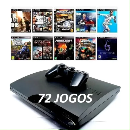 Ps3 Playstation 3 Com 72 Games Jogos Originais