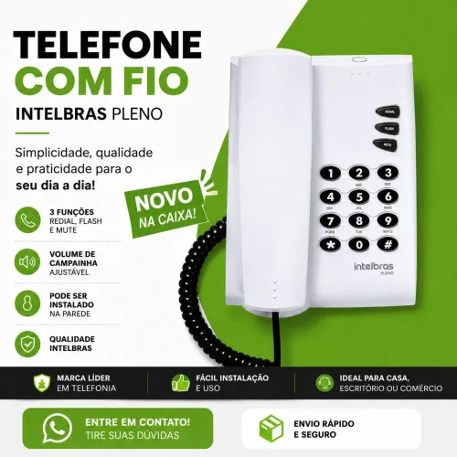 Telefone Intelbras Pleno Cinza
