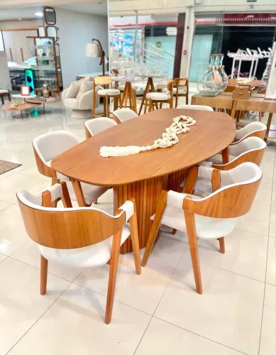 Mesa de Jantar Orgânica com 6 cadeiras