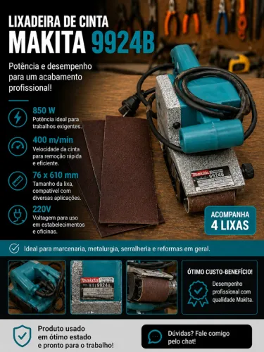 Lixadeira Makita Original - Profissional - Pouco Uso - 4 LIXAS DE BRINDE!