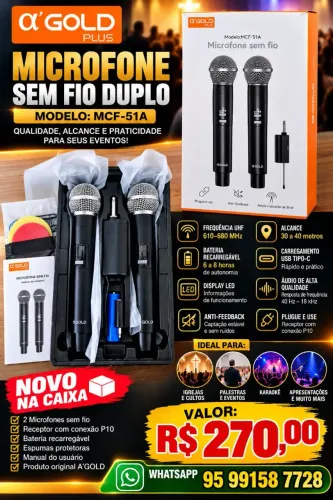 VENDE-SE MICROFONE SEM FIO NOVO