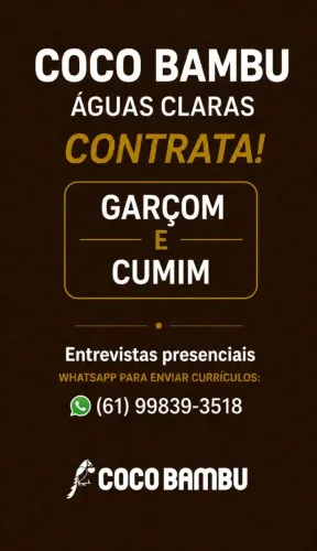 Vagas de emprego COCO BAMBU águas claras 