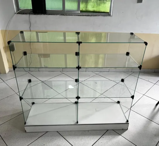 Vitrine de vidro com rodanas