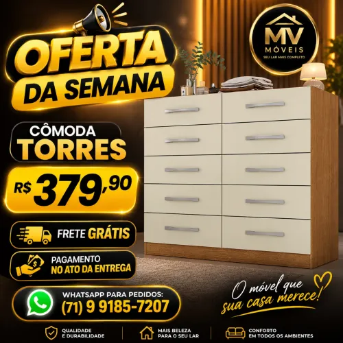 Comoda 10 gavetas em mega oferta da semana