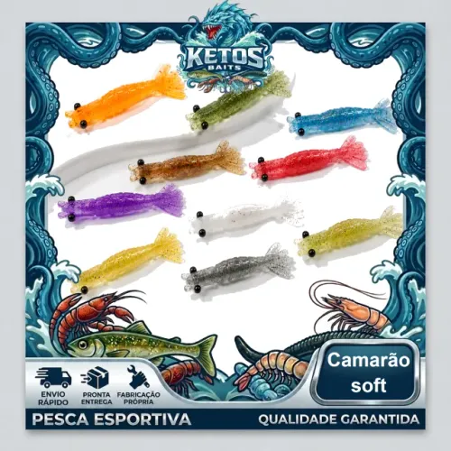 Iscas Soft Ketos Baits Direto da Fábrica: Camarão, Shad e Frog | Atacado e Varejo | Monte 