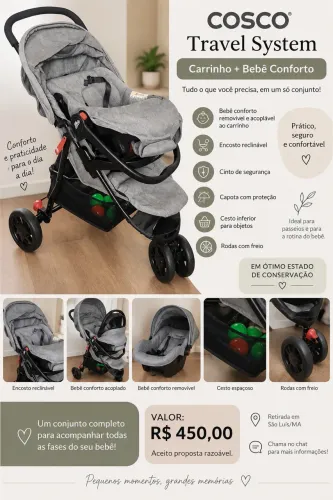 Carrinho + Bebê Conforto | Completo e Super Prático 