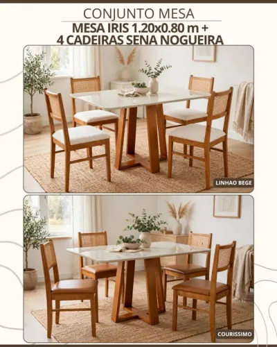 MESA ÍRIS 1.20x0.80m + 4 CADEIRAS SENA NOGUEIRA