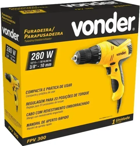 Parafusadeira Elétrica Compacta Vonder FPV300 de 280W