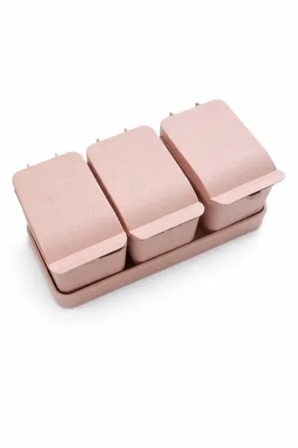 Kit 3 Porta Temperos De Bambu Colher E Bandeja Lyor