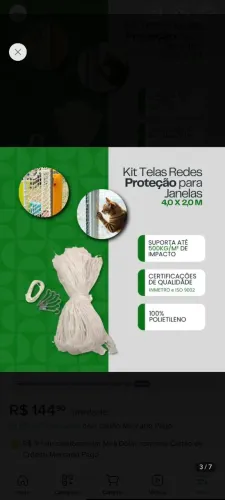 Tela de proteção janela gatos e crianças nova 4x2 mts