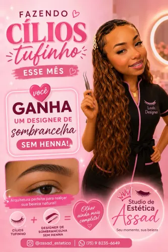 Promoção cílios tufinho e designer de sobrancelha sem henna