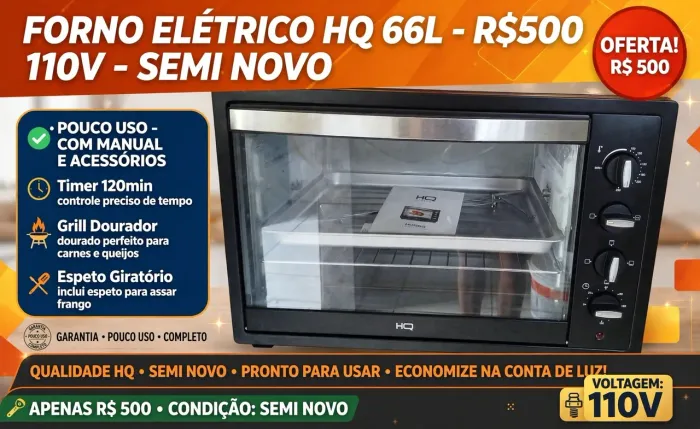 Forno elétrico HQ 66 l 110 v seminovo