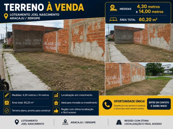 TERRENO À VENDA - LOTEAMENTO JOEL NASCIMENTO | ARACAJU/SE