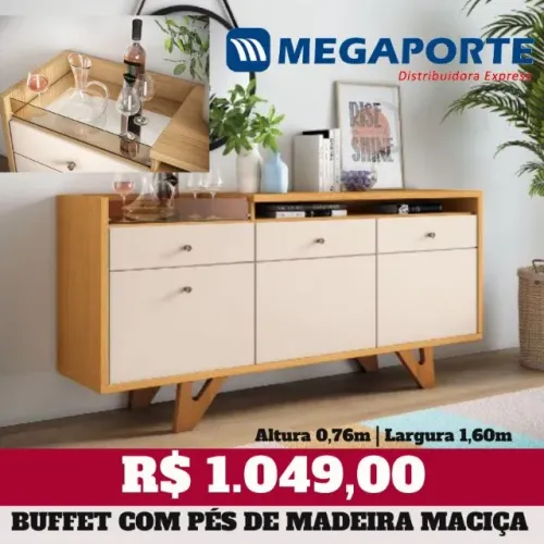 Buffet Bancada com Pés de Madeira Maciça (Novo) Entrega Grátis!