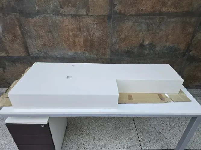 Bancada Banheiro para cuba sobrepor em Quartzo Branco 