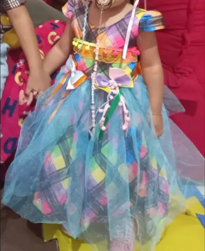 Vestido Super Luxo Festa Junina Color com Tule 
