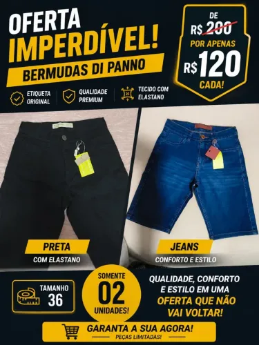 Bermudas novas na etiqueta