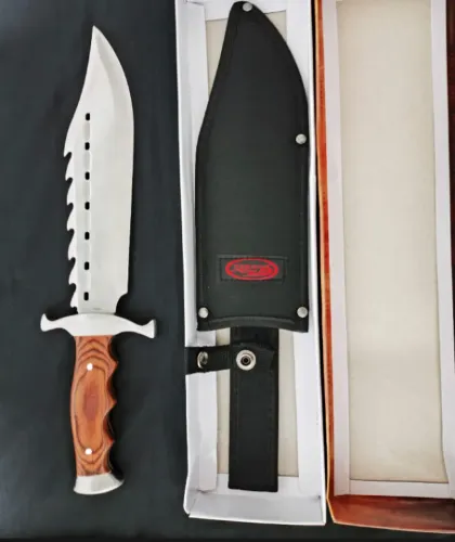  Faca Bowie de aço inoxidável 38 cm
