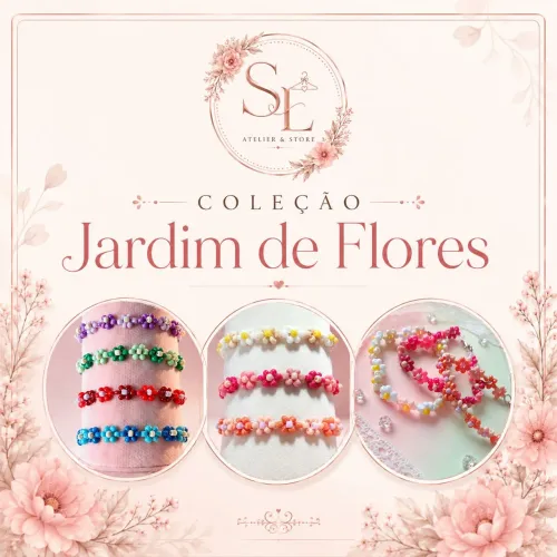 Pulseira Floral Artesanal ? Coleção Jardim de Flores