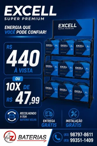 Bateria Excell 60 2 anos de garantia 