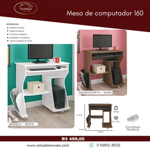 Mesa de computador 160 - à pronta entrega