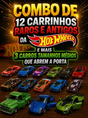 Combo de 12 carrinhos raros e antigos da hot Wheels, e mais 3 carros tamanhos médios