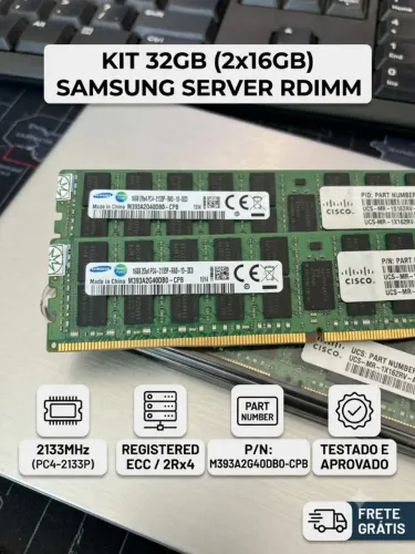 Memória Samsung DDR4 32GB (2x16GB) 2133MHz ECC RDIMM - Testada - Frete Gratis